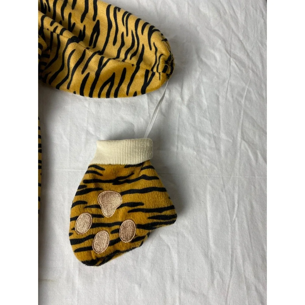 Tiger Costume Halloween Outfit Footed Pajamas One Piece Romper Gloves 6-12 month
